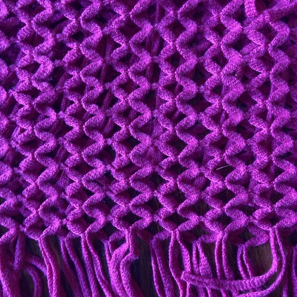 Bright Pink Fringe Knit Infinity Scarf - Picture 3 of 3